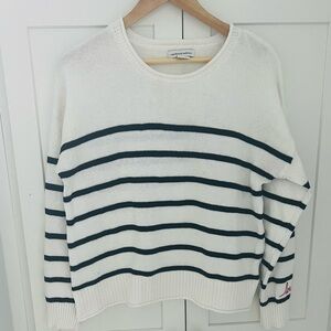 Cupcakes & Cashmere White & Black Striped Love Sweater